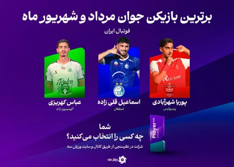 جوان برتر ماه: رقابت پرسپولیس، استقلال و ایرالکو!